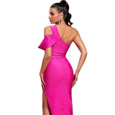 Decorated Shoulder And Lower Opening Elegant Dress